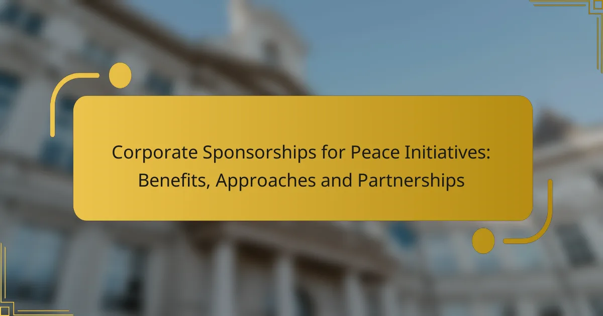 Corporate Sponsorships for Peace Initiatives: Benefits, Approaches and Partnerships