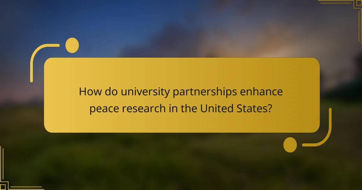 How do university partnerships enhance peace research in the United States?