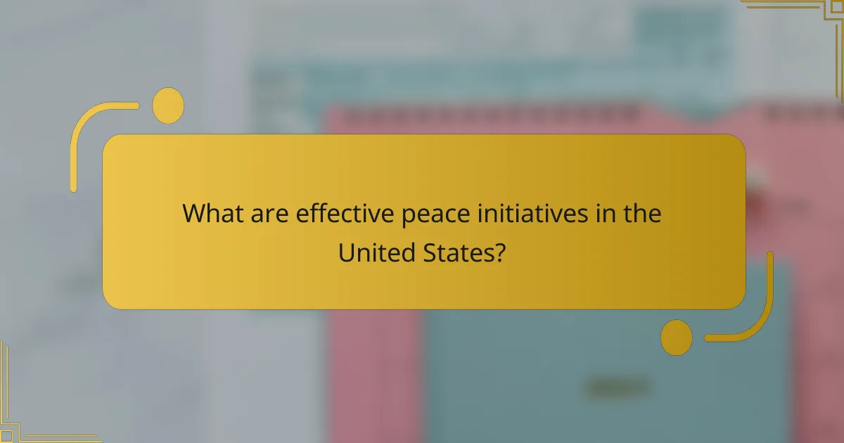 What are effective peace initiatives in the United States?