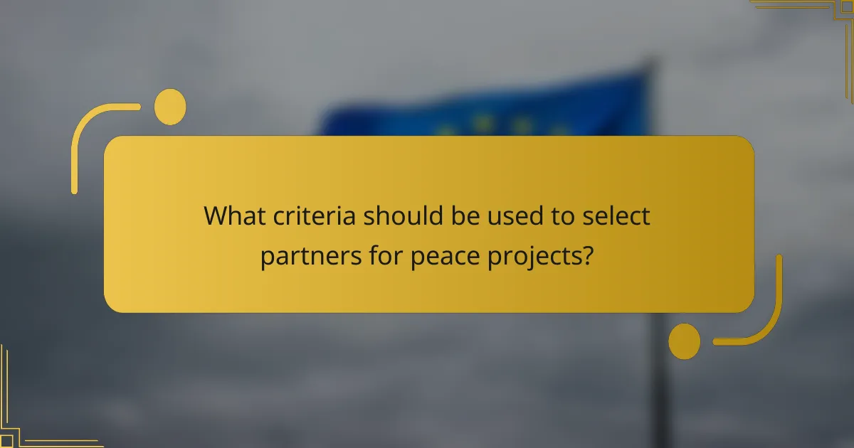 What criteria should be used to select partners for peace projects?